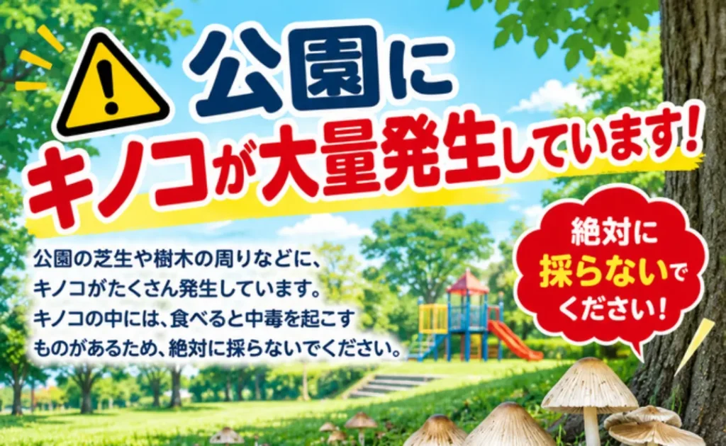 公園のきのこに注意